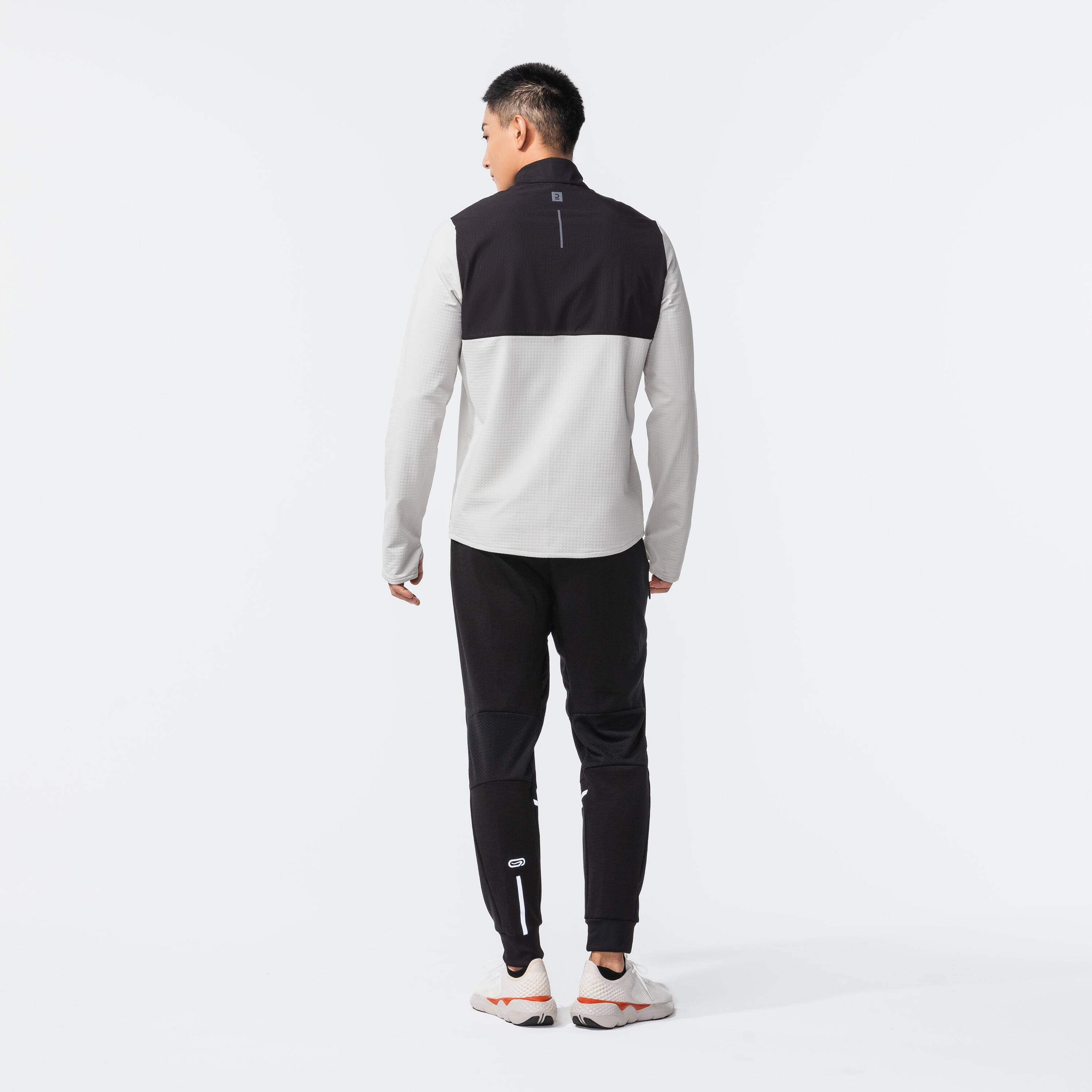 Men's KIPRUN Run 500 Warm Long-sleeved Zip Running T-Shirt - Beige 4/8