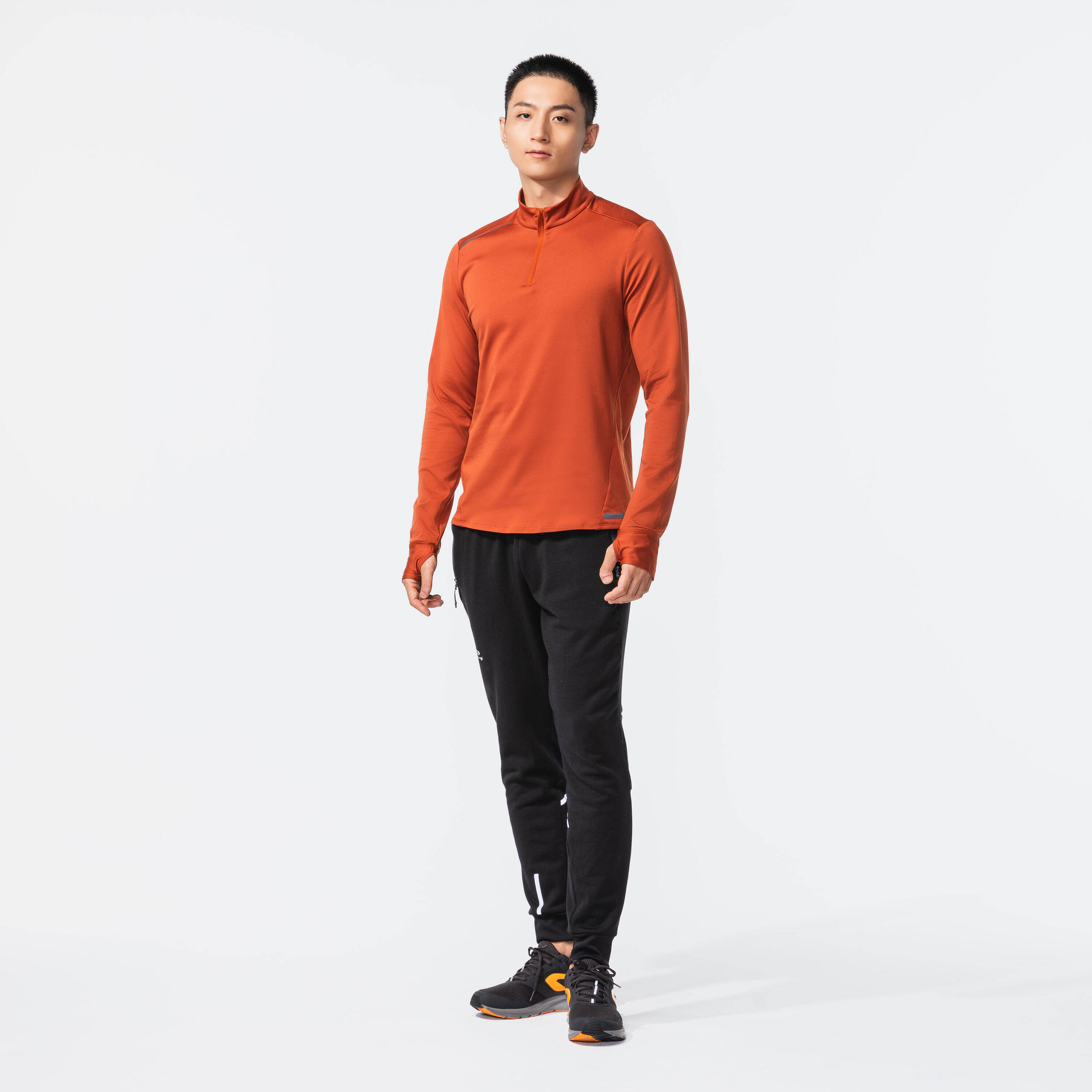 Men Running Shoes Comfort Fit, Upto 10km/week, Run Active - Black and Orange -  5