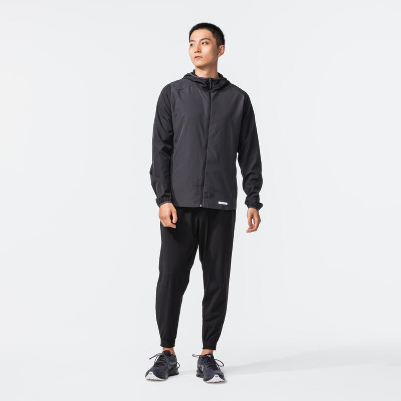 MEN RUN JACKET WIND HOOD BLACK CN