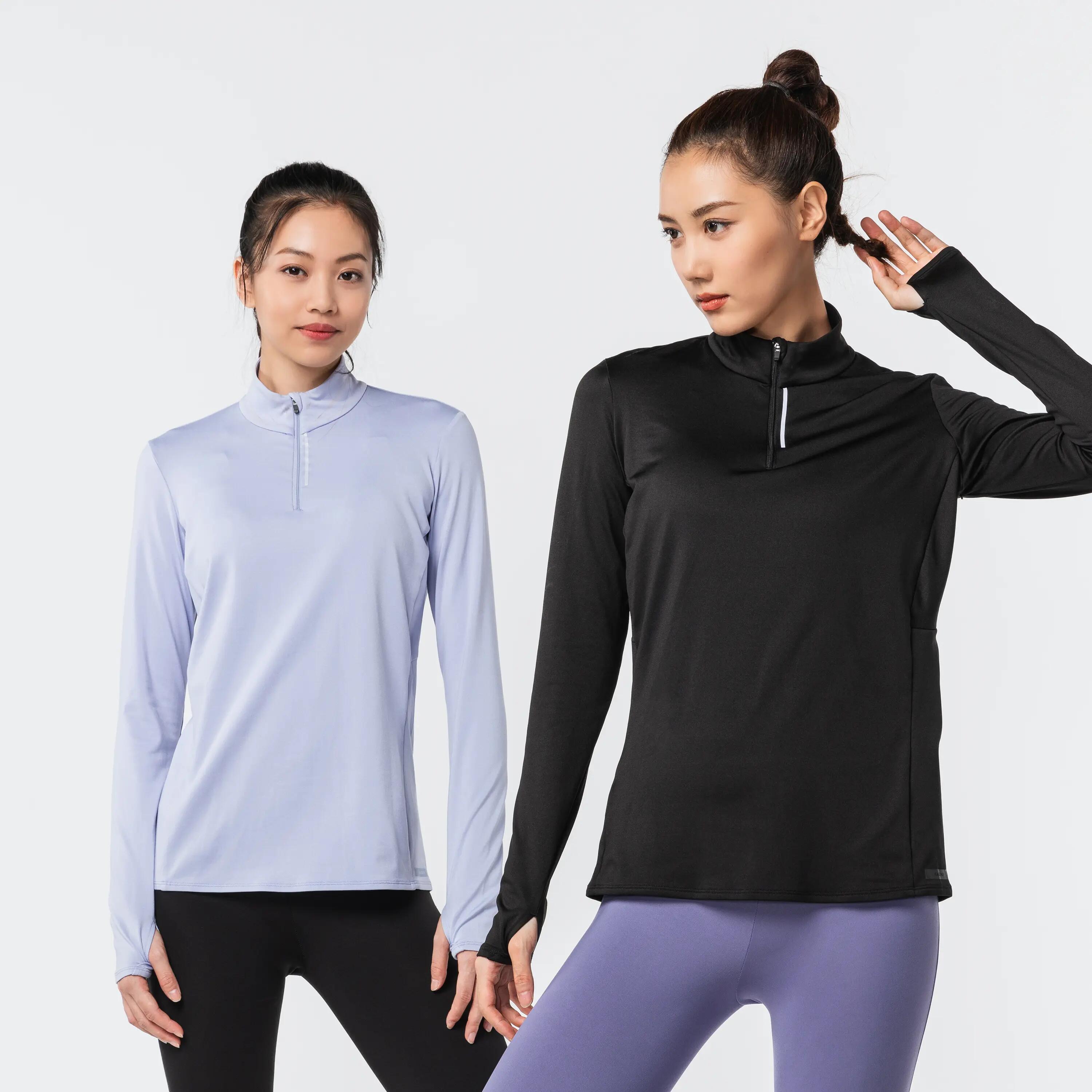 Zip Warm women's long-sleeved running T-shirt - light purple 3/4