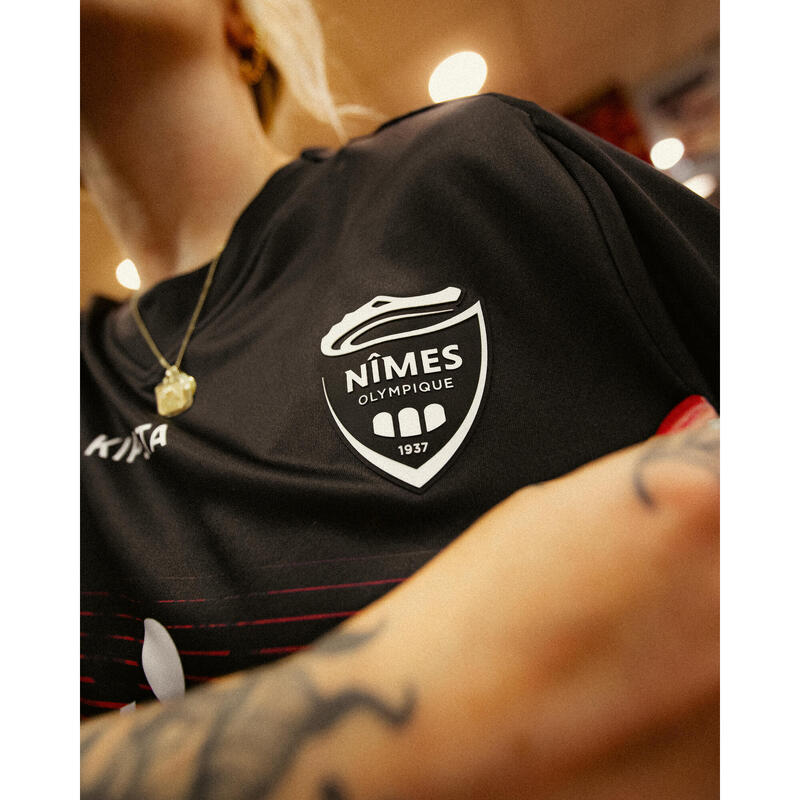 Maillot officiel du Nîmes Olympique 22/23 Extérieur adulte noir et rouge