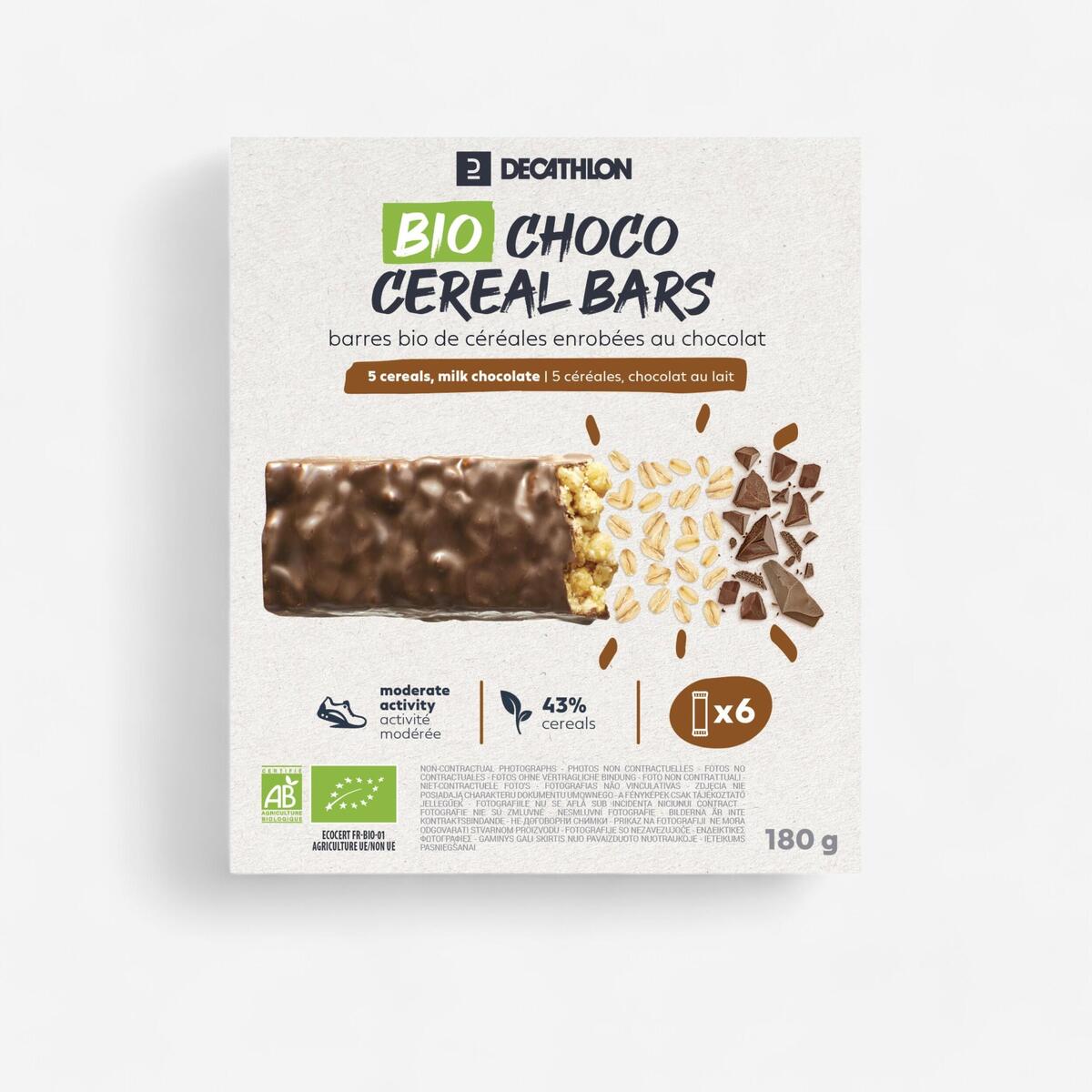 Barres de céréales bio enrobées chocolat au  lait x6