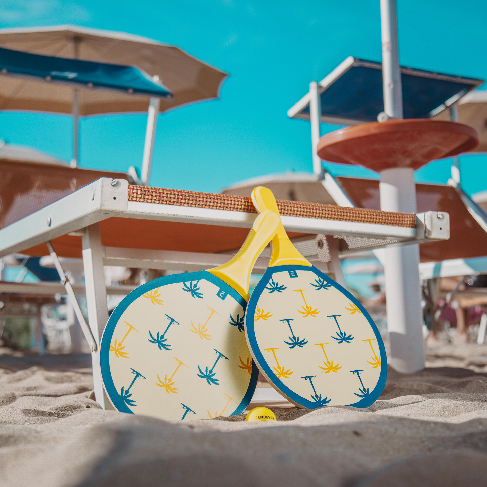 Beach Tennis Racket Set Woody Racket Yellow