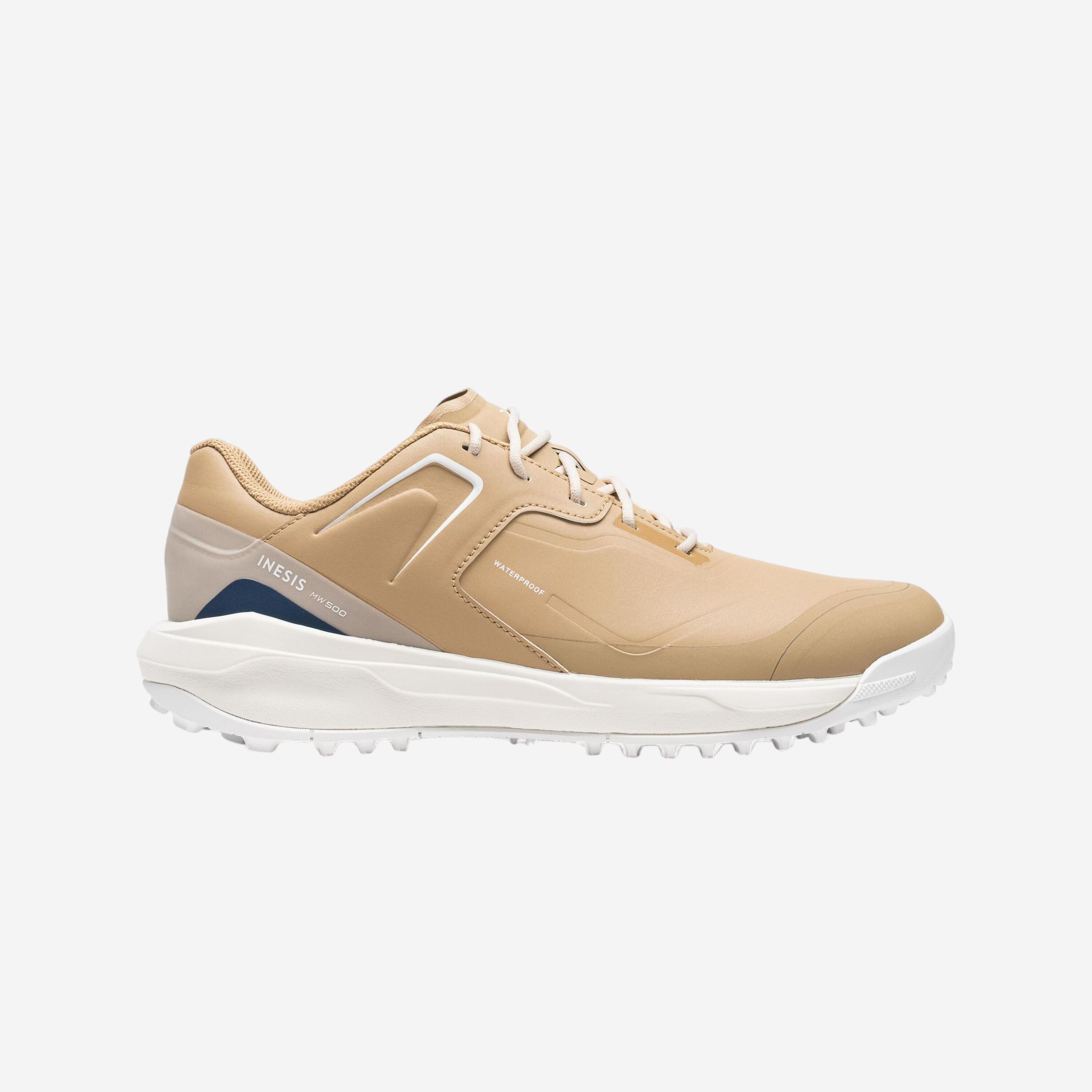 INESIS Men's Waterproof Golf Shoes - MW 500 Beige