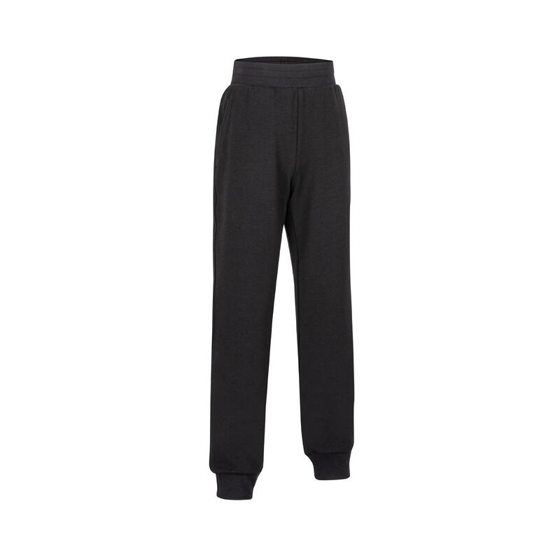Kids' Unisex Straight-Cut French Terry Cotton Jogging Bottoms 100 - Black