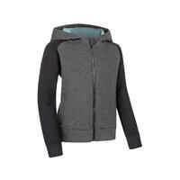 Kids' Breathable Cotton Zip-Up Hoodie 900 - Medium and Dark Grey Marl