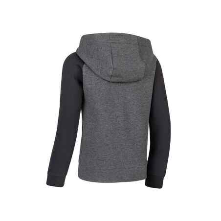 Kids' Breathable Cotton Zip-Up Hoodie 900 - Medium and Dark Grey Marl