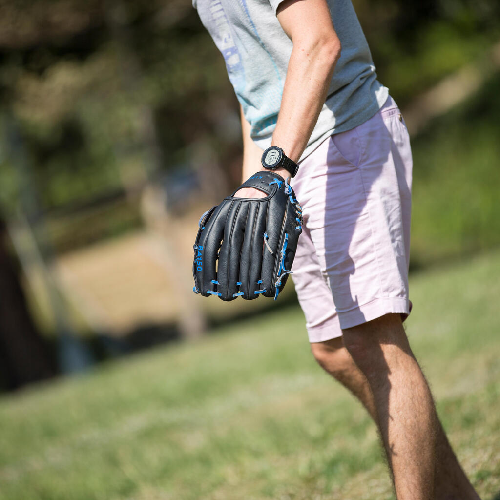 Guante de béisbol diestro para adulto azul BA150