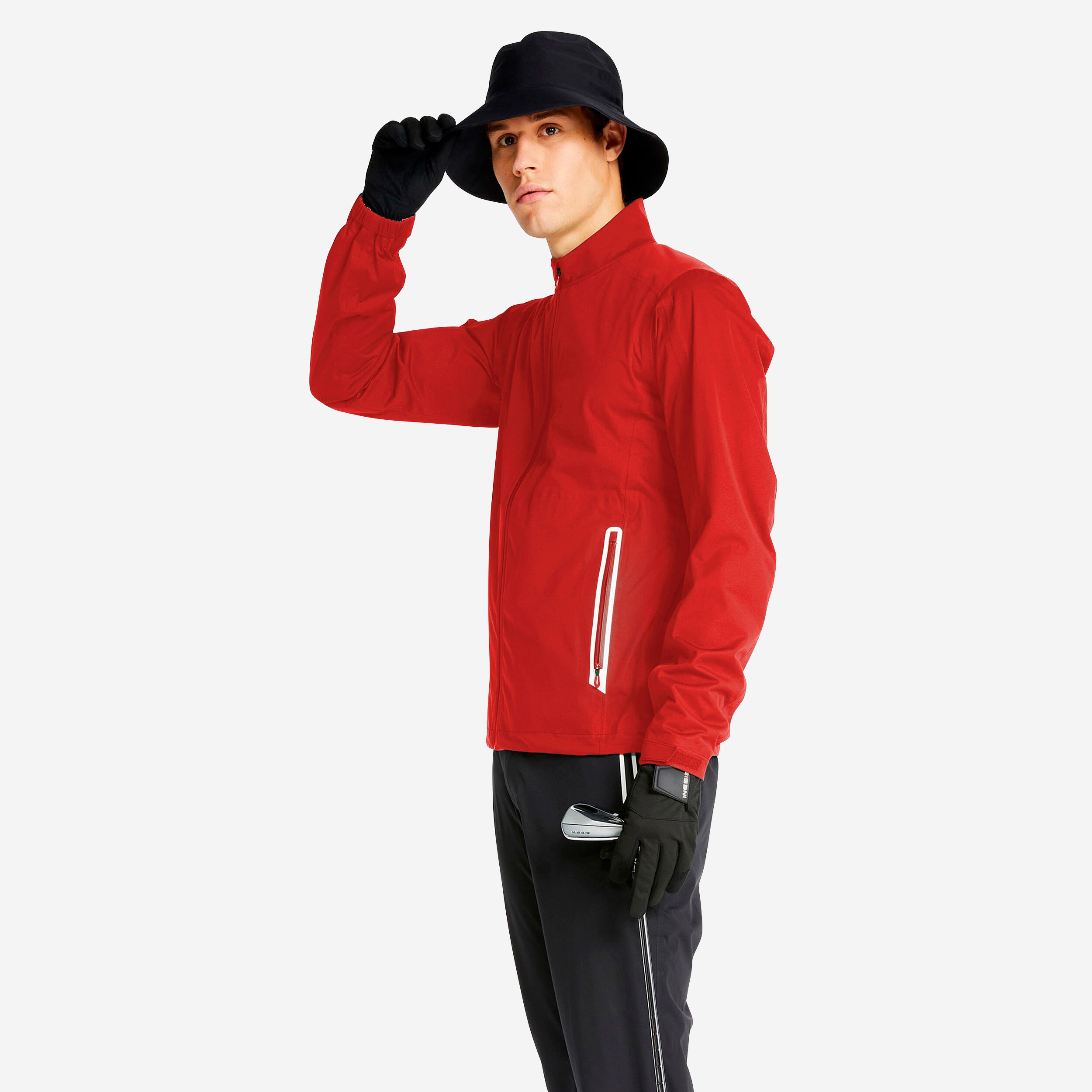 Men's golf waterproof rain jacket - RW500 red 1/9