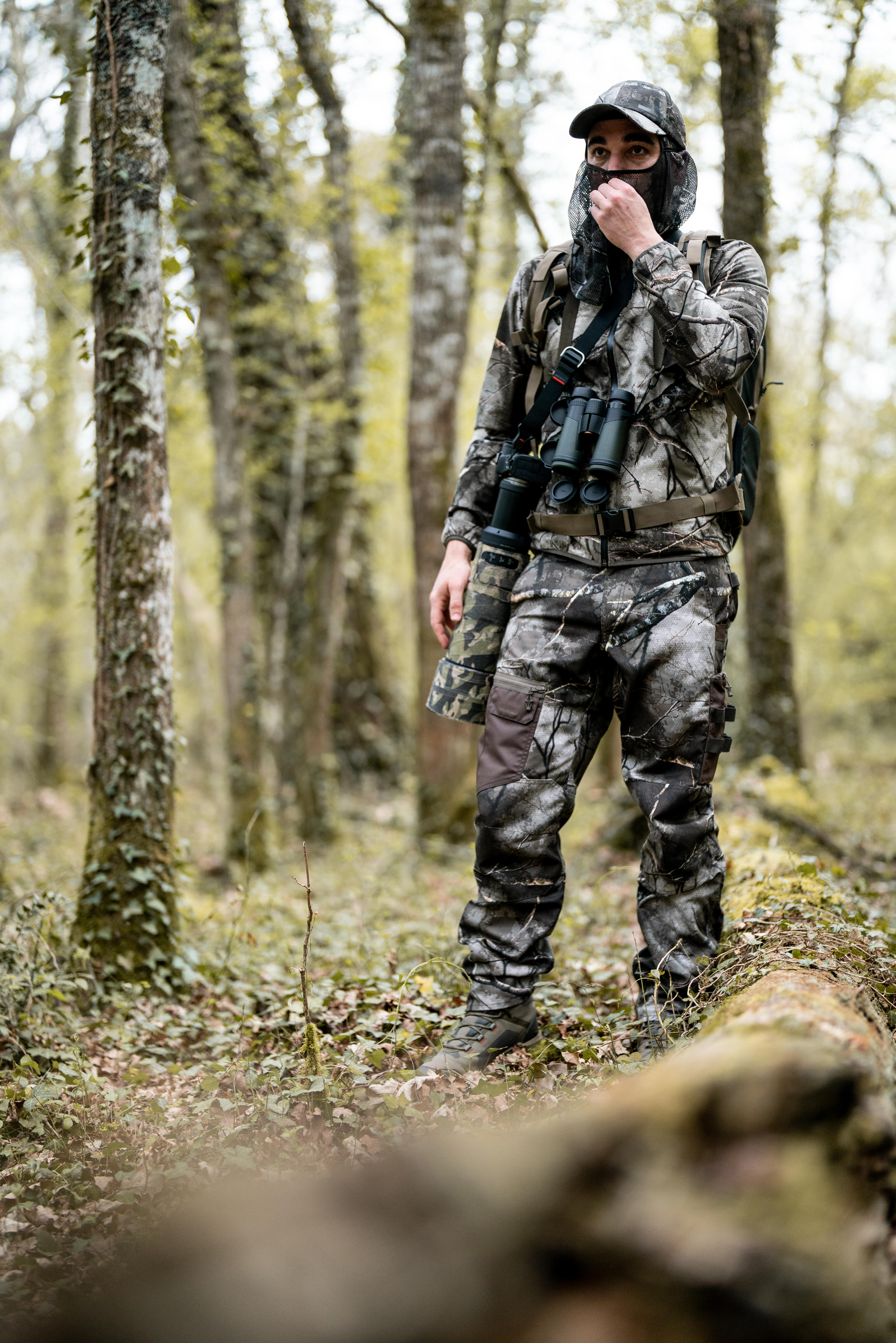Breathable Hunting Trousers  Treemetic 500 Camouflage  Camouflage Deep  shale  Solognac  Decathlon