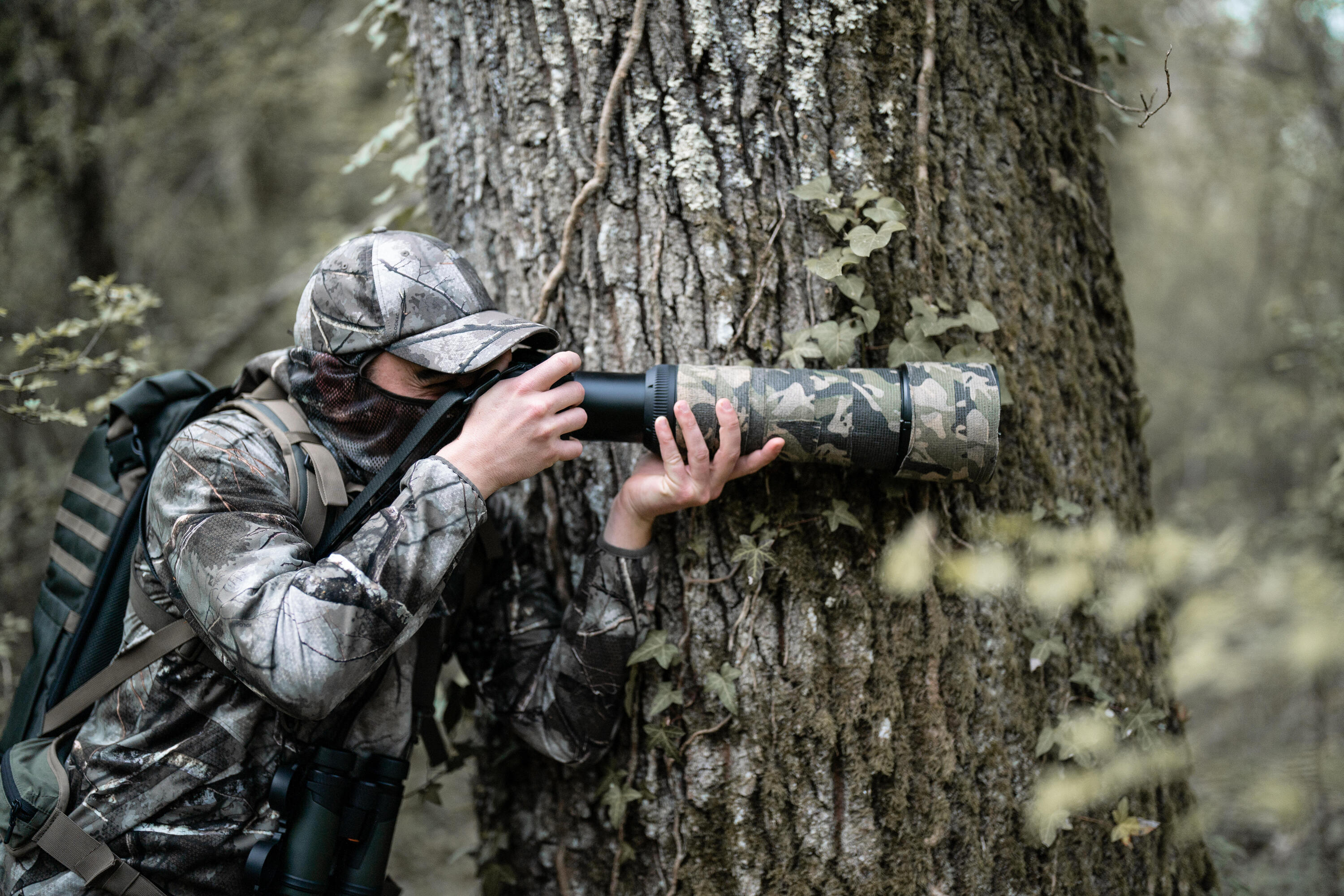 Veste chasse 500 Silencieuse Imperméable CAMOUFLAGE TREEMETIC 13/18
