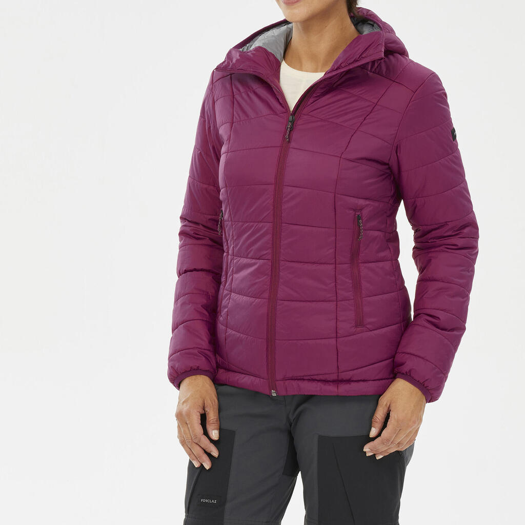 Wattierte Jacke Damen Synthetik Kapuze Trekking - MT100 violett
