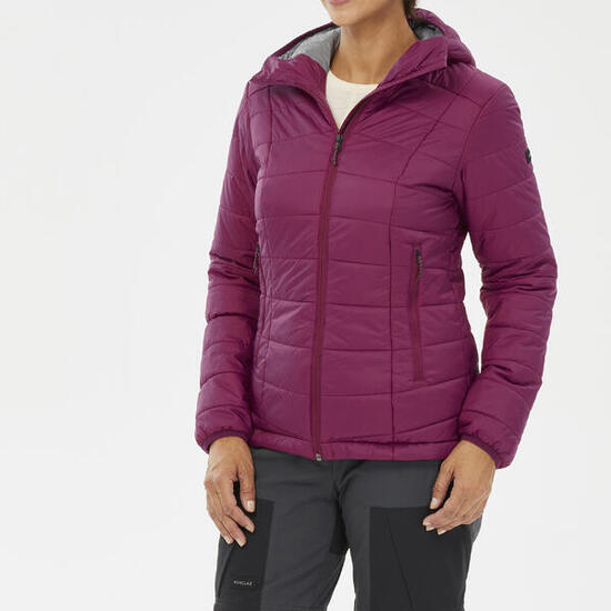 Wattierte Jacke Damen Kapuze Trekking - MT100 blau