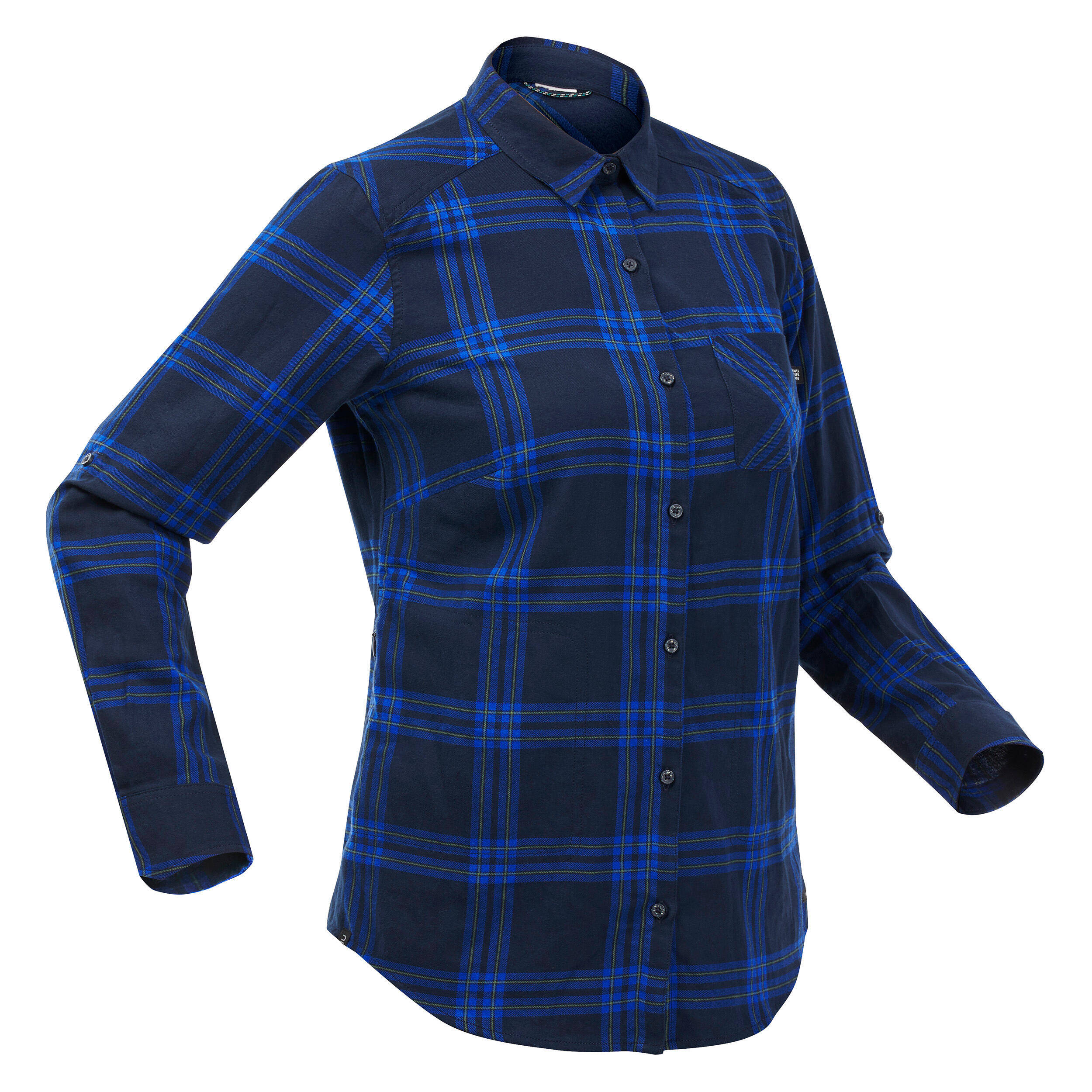 Women Checked Full Sleeve Light Flannel Shirt Blue - Travel 100 -  2