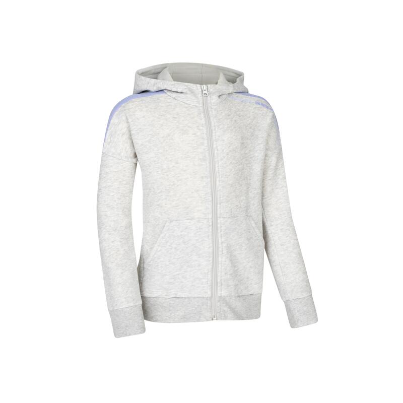 Kids' Warm Hoodie 500 - Light Grey Marl/Touch of Violet