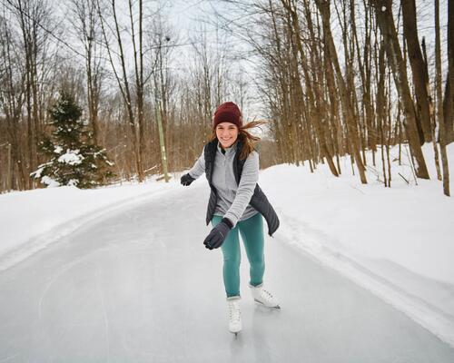 close-up on ice skates