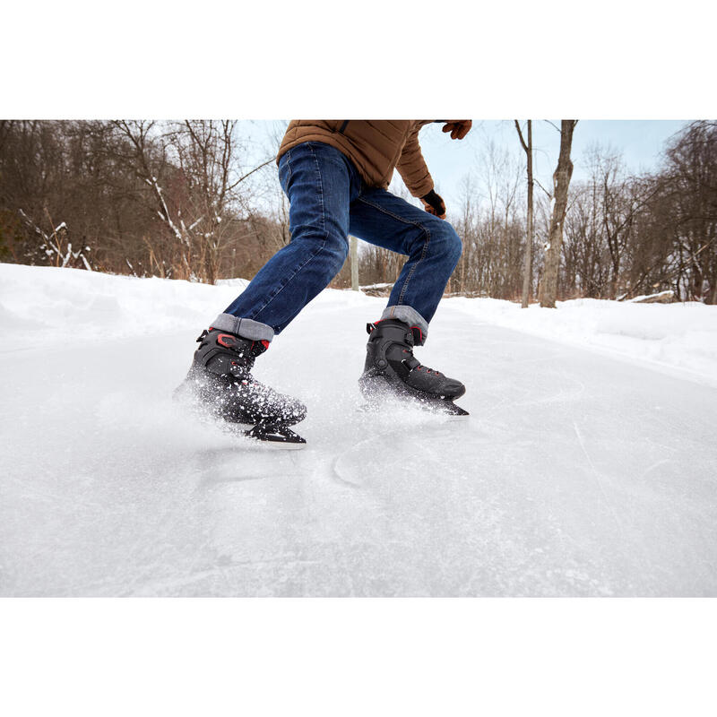 Patins de Gelo Adulto Homem FIT500 Preto e Vermelho