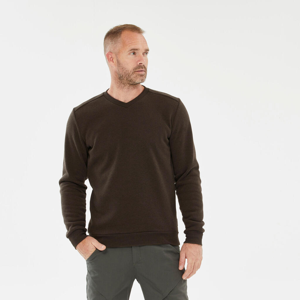 Moški pohodniški pulover z V-izrezom NH150 
