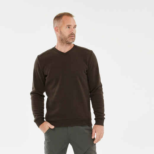 
      Temno moder moški pohodniški pulover z V-izrezom NH150
  