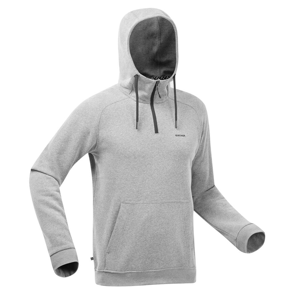 Vīriešu pārgājienu sporta krekls ar kapuci un pusrāvējslēdzēju “NH150”