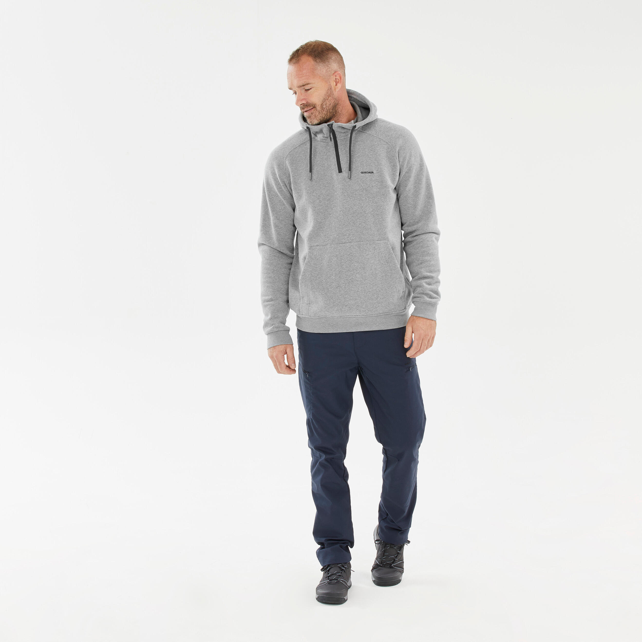 Felpa montagna uomo NH150 1/2 zip grigia 3/8