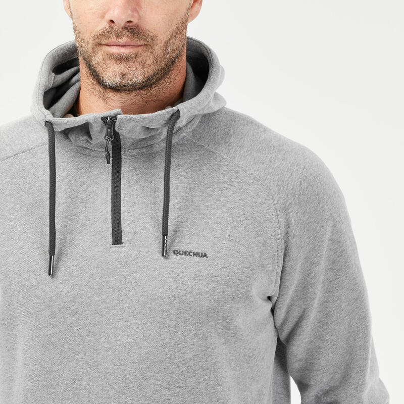 Sweat com capuz caminhada na natureza NH150 1/2 fecho de correr cinzento - Homem