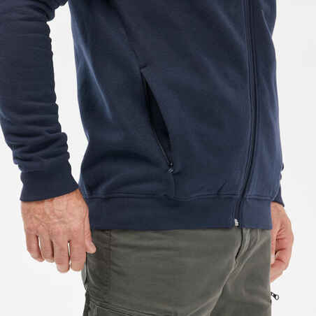 Vyriškas žygių džemperis su gobtuvu ir užtrauktuku „NH150 Zip“, juodas