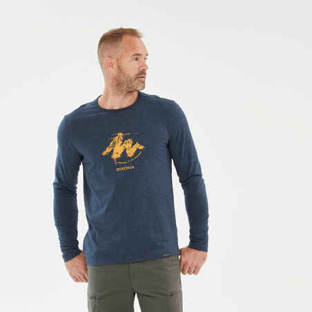 Men's Long-Sleeved T-shirt NH100 – Navy Blue