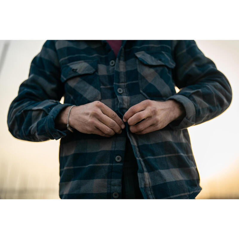 Jachetă 500 tip cămașă groasă din flanel albastru