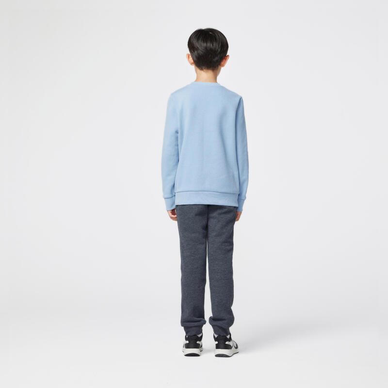 兒童保暖中性圓領運動上衣－藍色／灰色