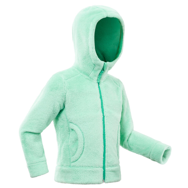 Warme fleece jas voor wandelen MH500 turquoise kinderen 2-6 jaar