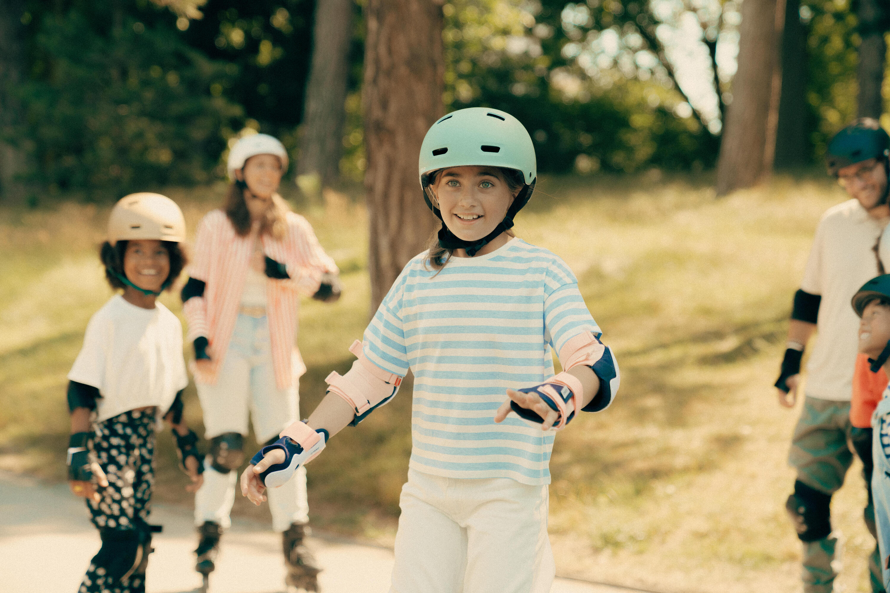 Set 3x2 protections roller trottinette skate enfant PLAY Bridal Pink 20/21