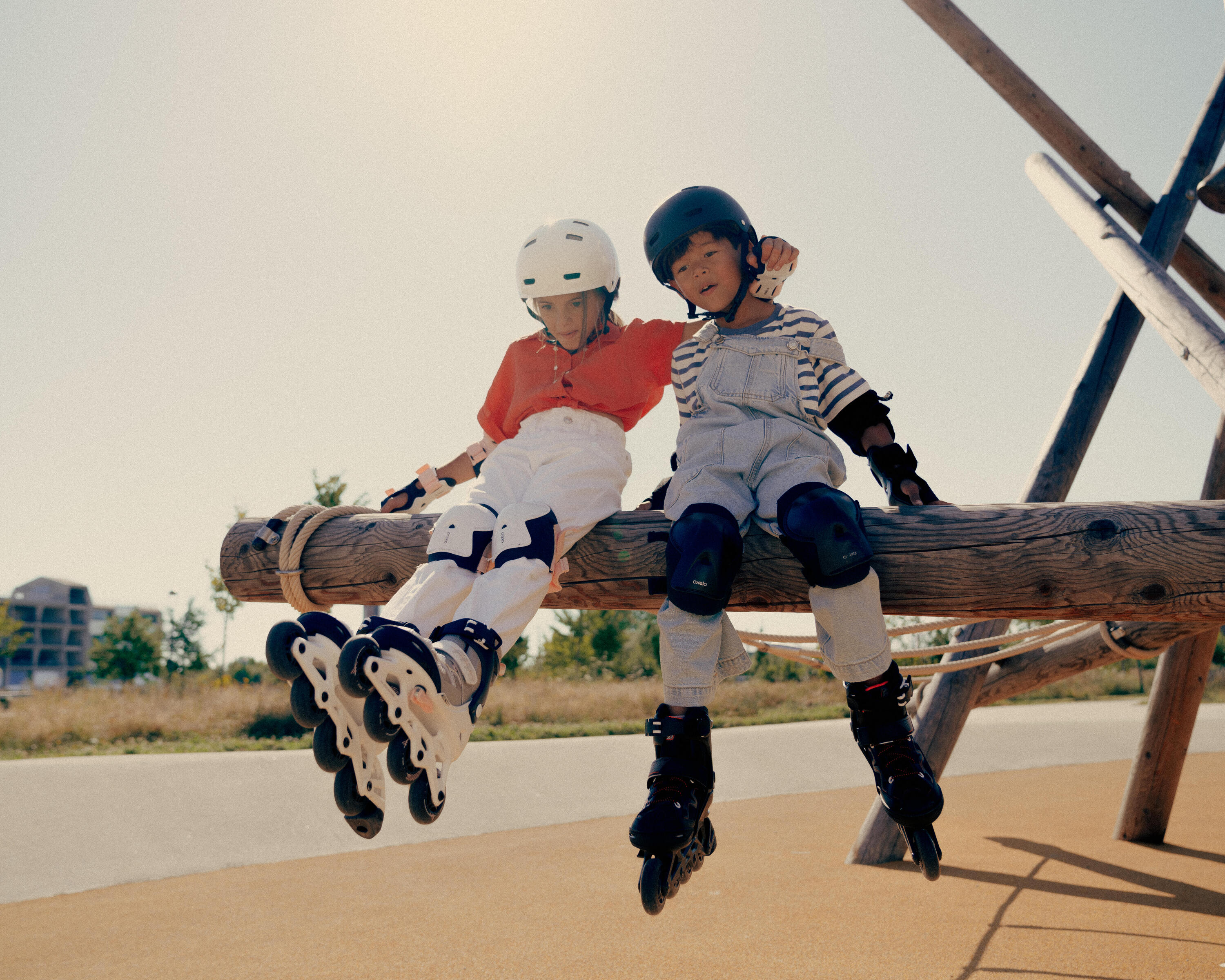 Set 3x2 protections roller trottinette skate enfant PLAY Bridal Pink 21/21