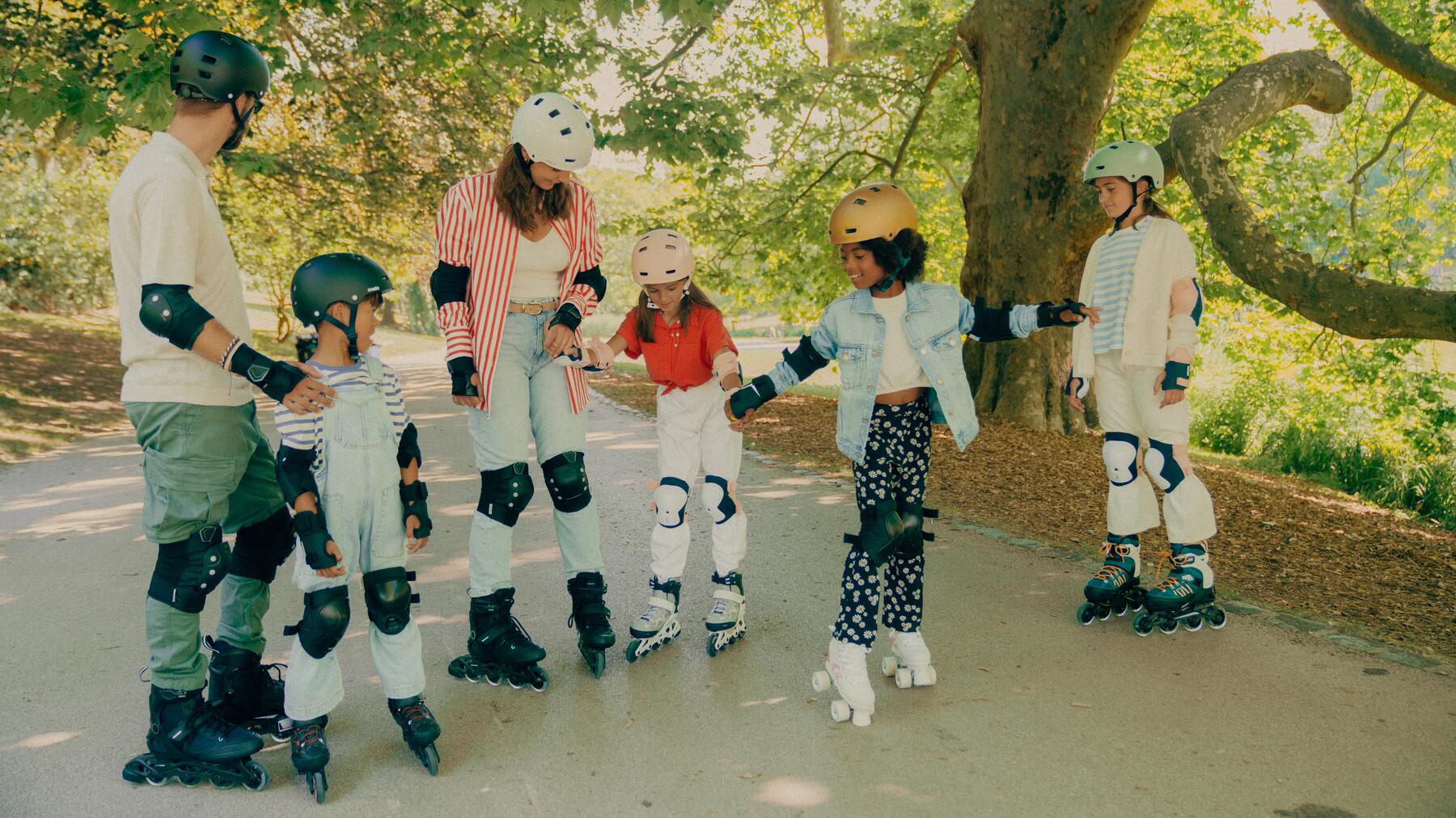 parents enfants roller sport