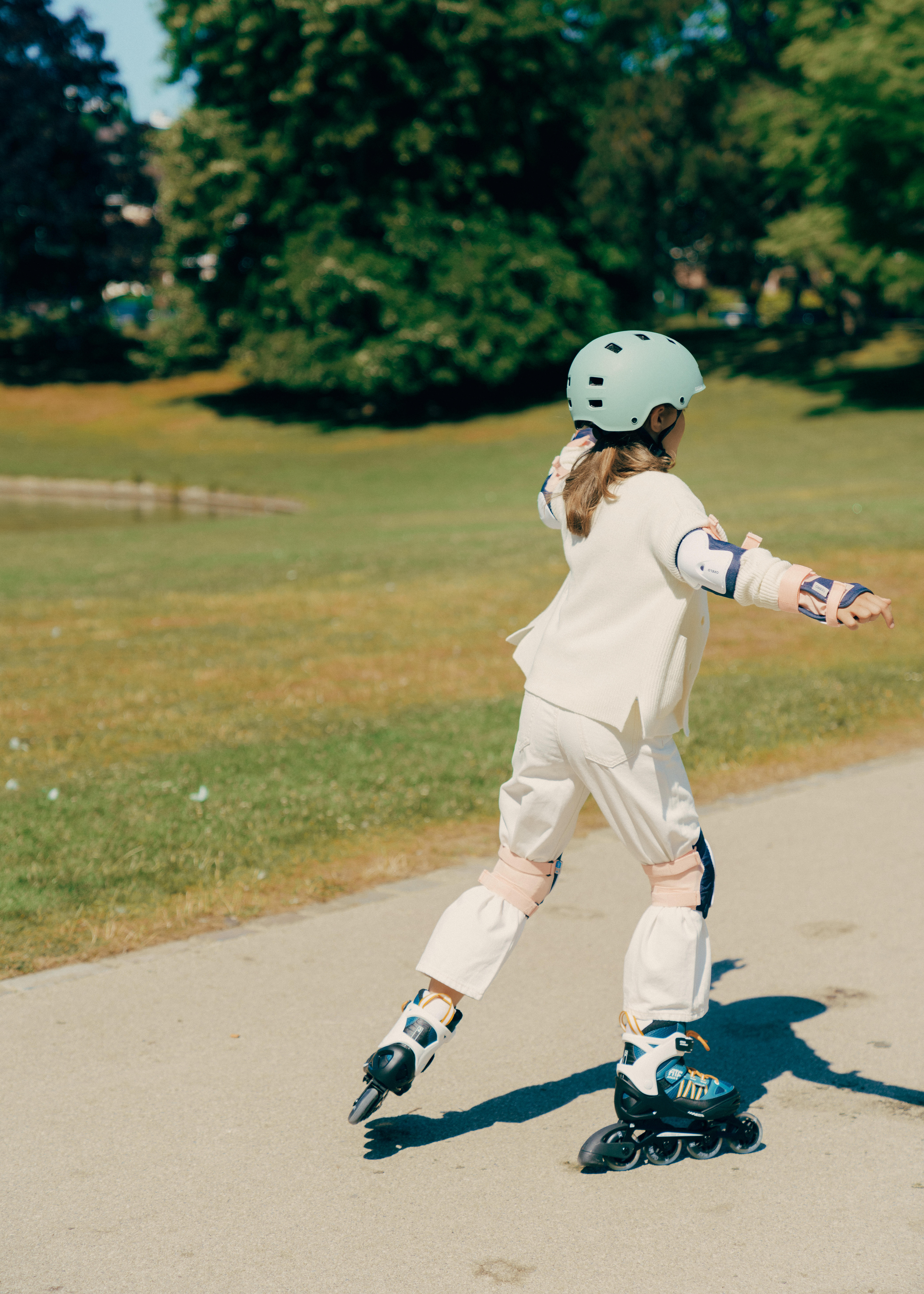 Kids' Inline Skate Protection Set - Blue/Pink - OXELO