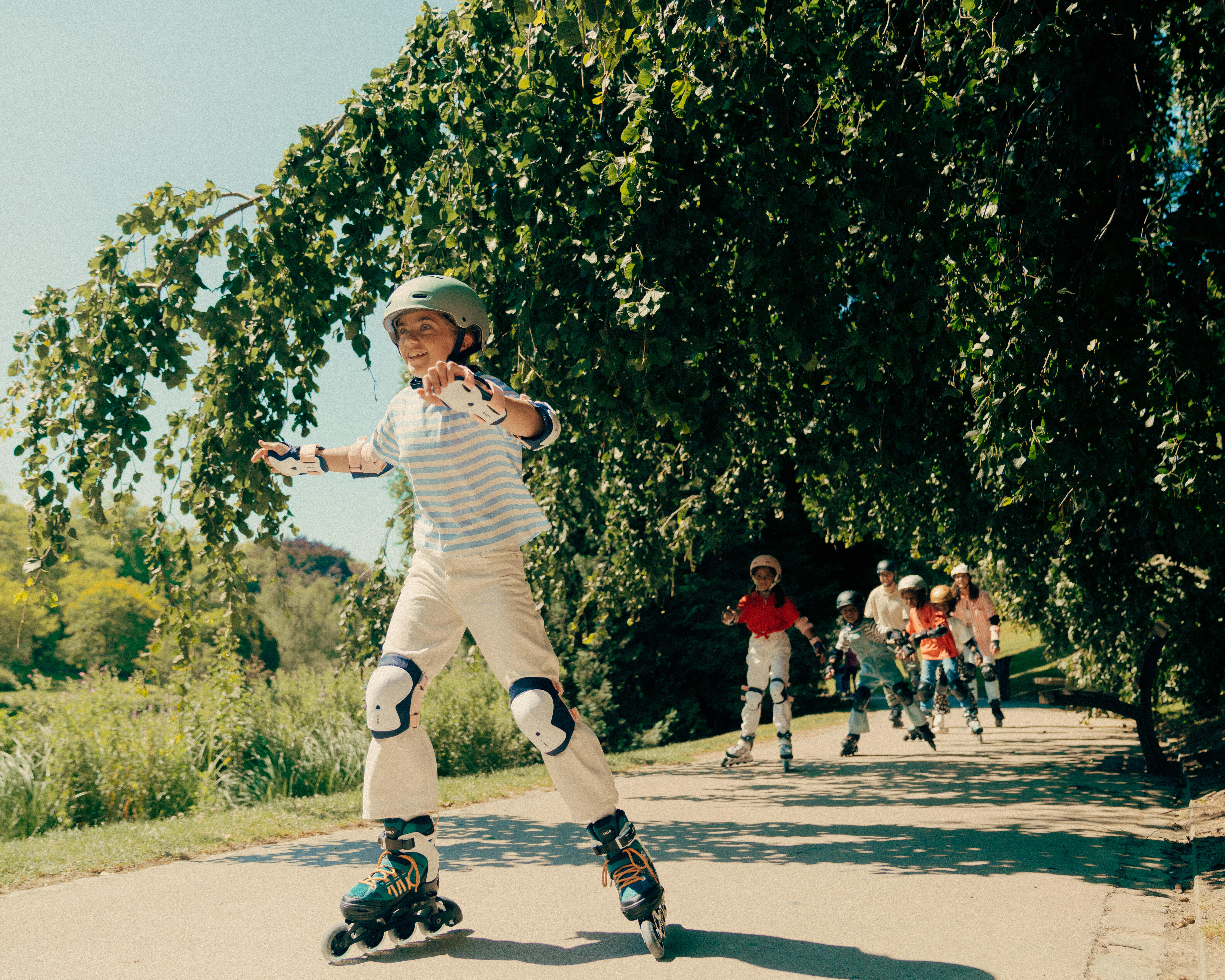 Kids' Inline Skate Protection Set - Blue/Pink - OXELO