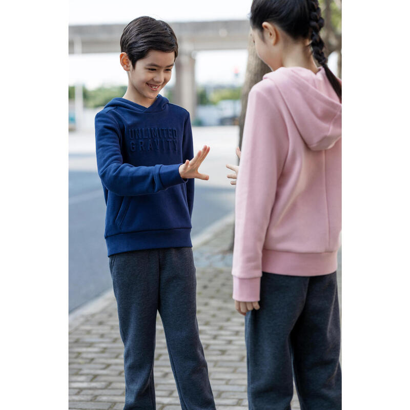 Felpa bambino ginnastica con cappuccio pesante blu