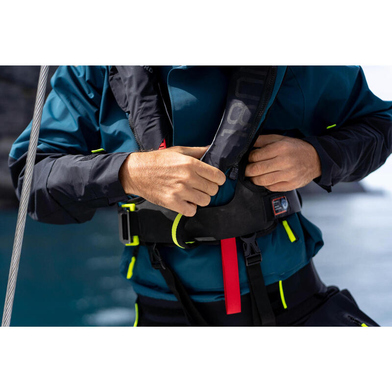 Colete salva-vidas automático LJ 180 OFFSHORE + Arnês Preto / Petróleo