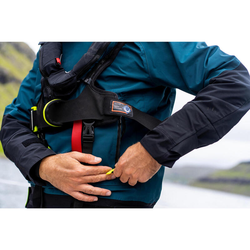 Gilet de sauvetage automatique lj 180 offshore + harnais noir / pétrole