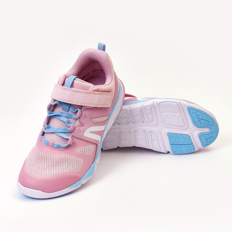 Kids' lightweight and breathable rip-tab trainers, pastel pink