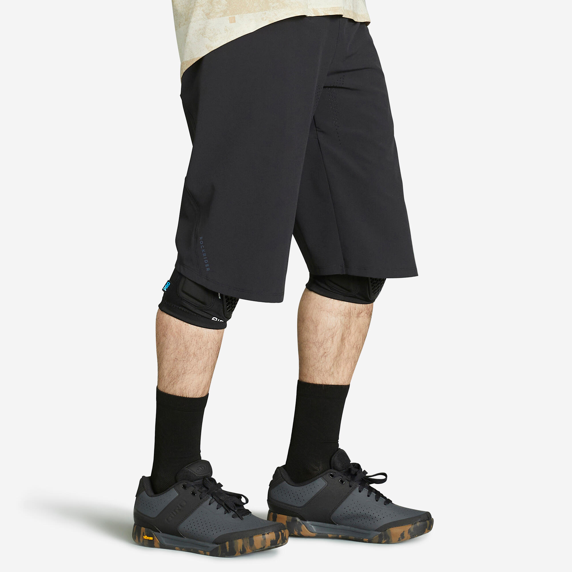 Men's 2-in-1 Mountain Bike Combo Shorts/Undershorts Expl 500 - Black  ROCKRIDER