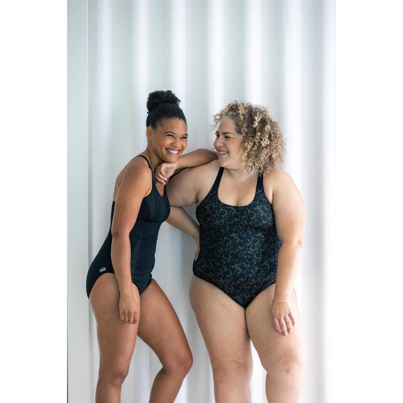 Badeanzug Damen Aquafitness - Elea schwarz/gelb