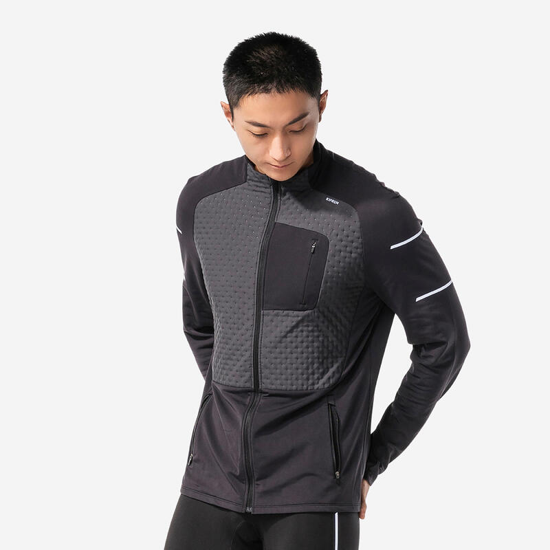 Veste chaude de running Homme - KIPRUN Run 900 Warm Noir