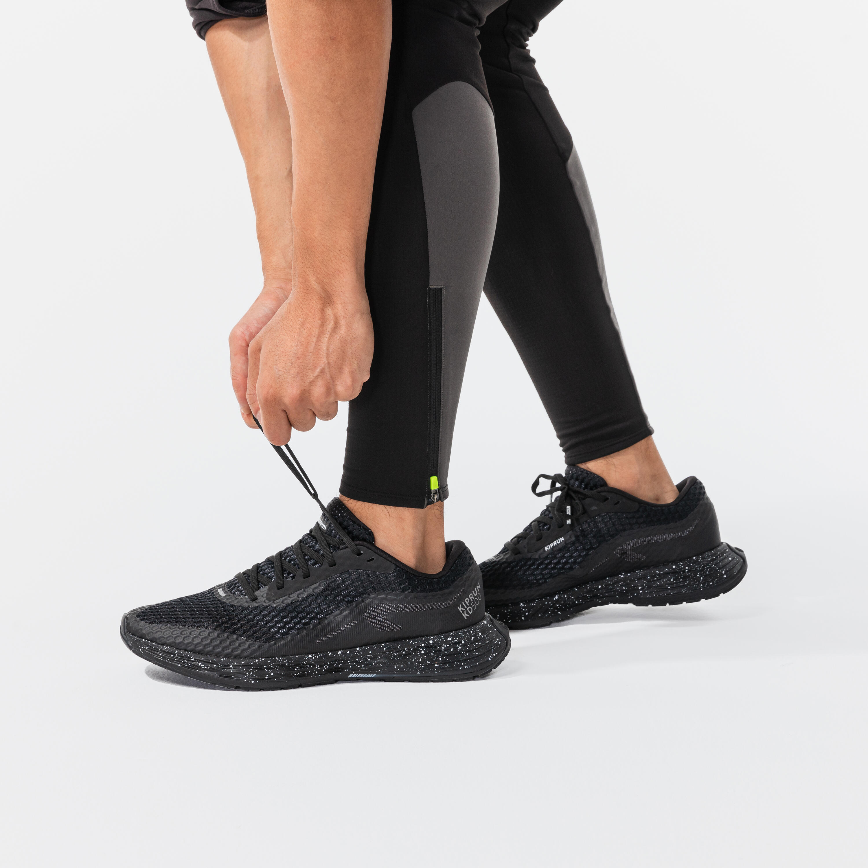 Men s Running Leggings Warm Black Grey