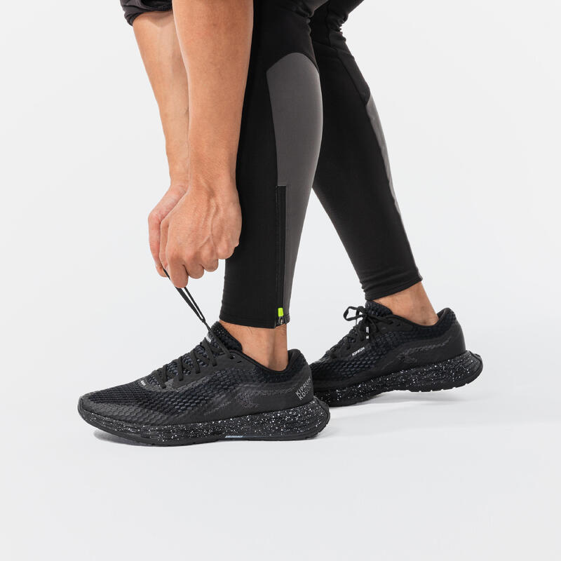 Colanți călduroși alergare Jogging KIPRUN RUN 500 Warm NEGRU BĂRBAȚI