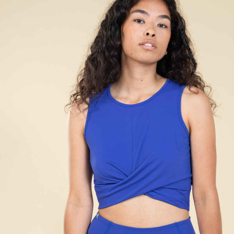 Yoga Crop Top Premium Indigo Decathlon