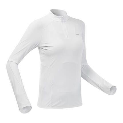 Wandershirt Damen langarm UV-Schutz Bergwandern - MH550 weiß
