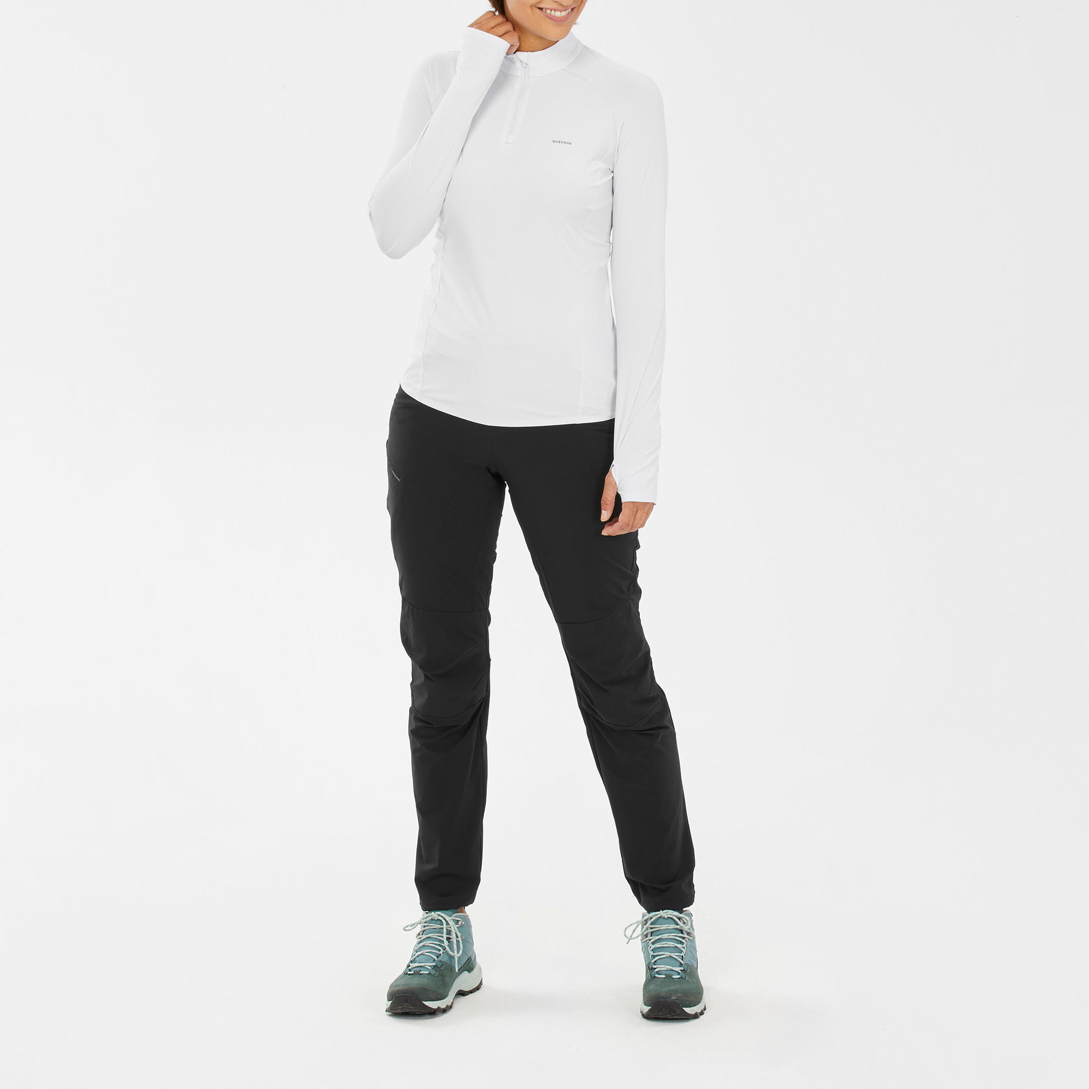 QUECHUA Wandershirt Damen langarm UV-Schutz Bergwandern – MH550 weiß | 03608439270369 QUECHUA Wandershirt Damen langarm UV-Schutz Bergwandern – MH550 weiß | 03608439270369