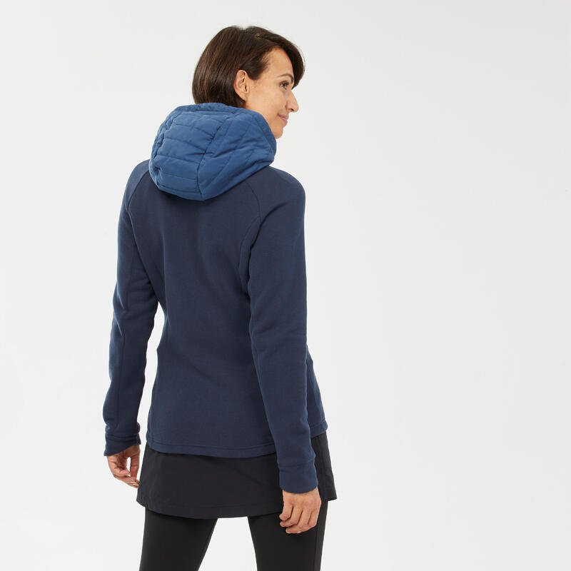 Hybride hoodie met rits voor wandelen dames NH500