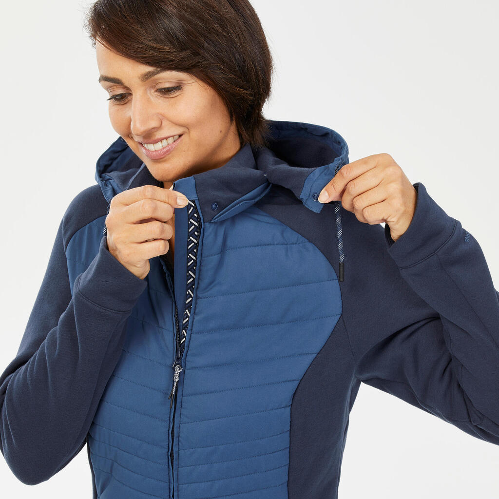 Sweatjacke Damen Hybridjacke Kapuze Naturwandern - NH500 Hybrid 